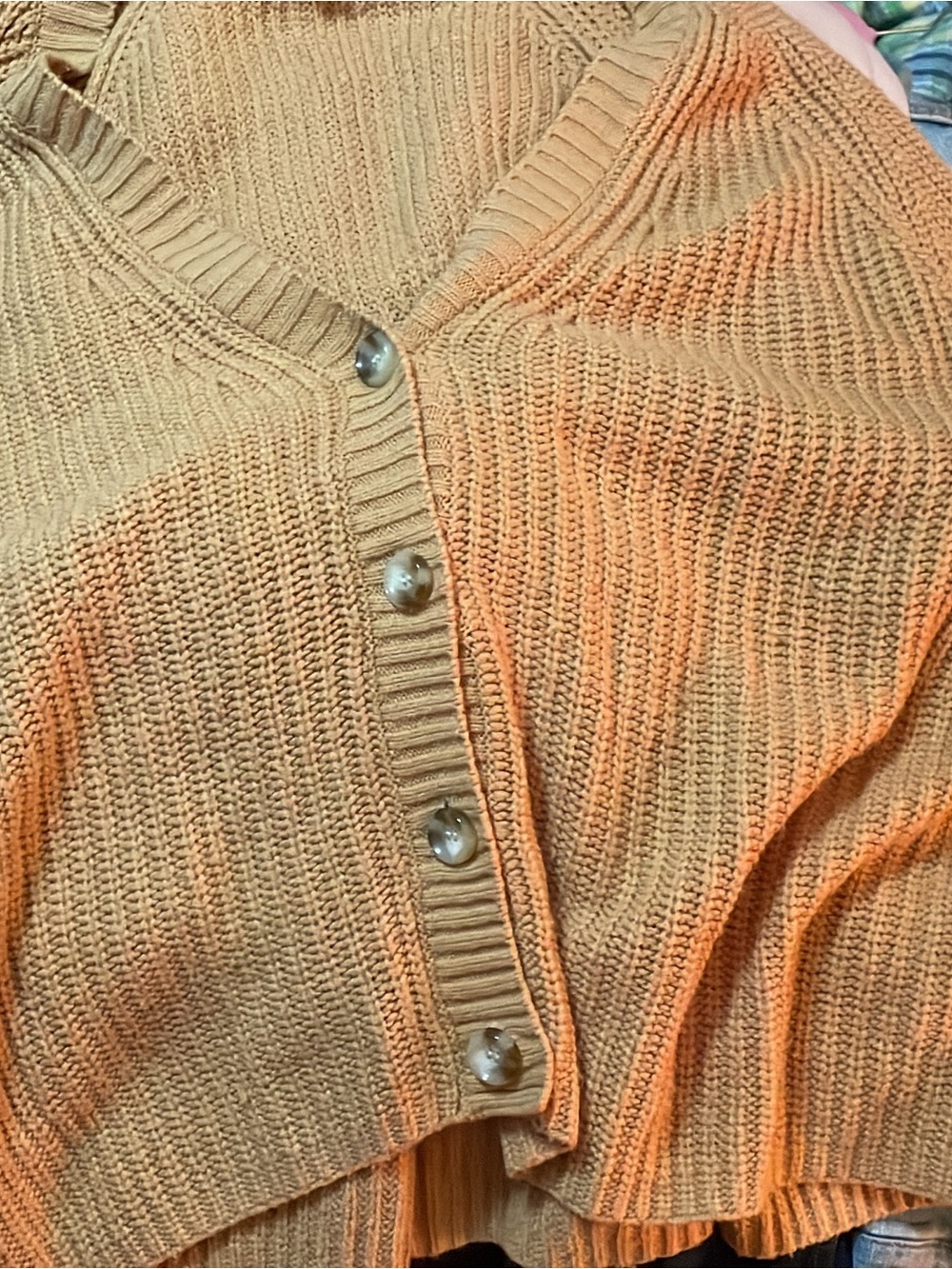 Womens Beige Knit Button-Front Sweater Cardigan